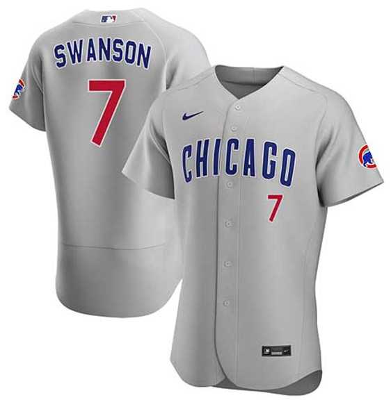 Men%27s Chicago Cubs #7 Dansby Swanson Gray Flex Base Stitched Baseball Jersey Dzhi->cincinnati reds->MLB Jersey